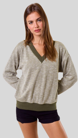 Miranda Olive Ribbed Top