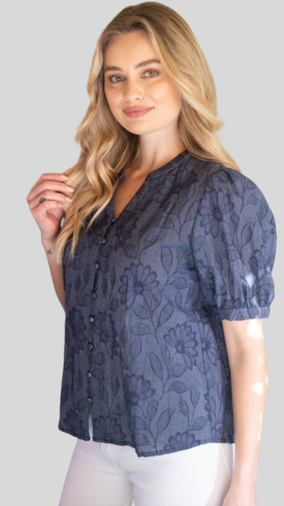Lora Navy Floral Top