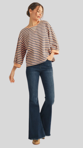 Anastasia Navy/Peach Stripe Top
