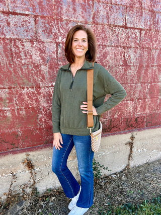 Trista Green Zip Pullover