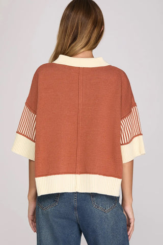 Tessa Rust Contrast Sweater