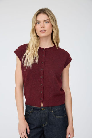 Ivy Wine Sleeveless Cardigan
