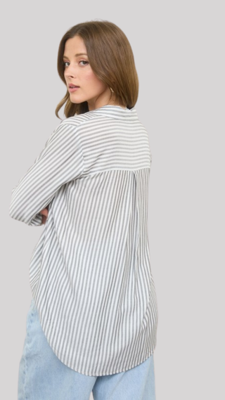 Avery Black Pinstripe Top