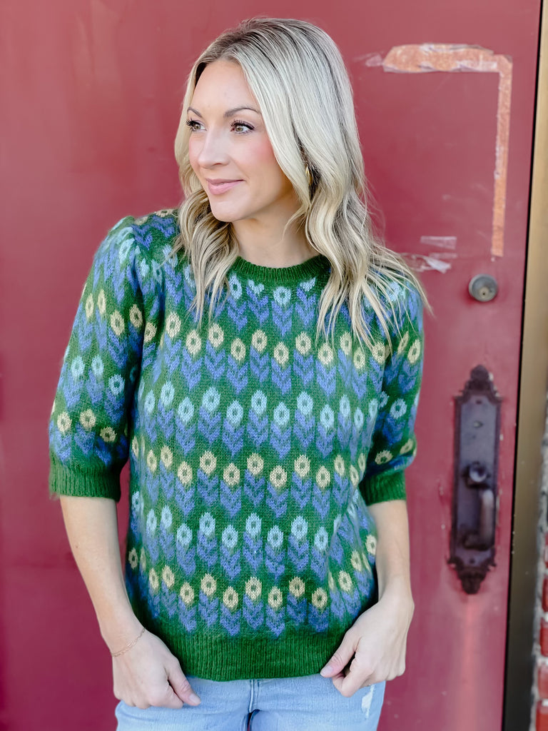 Jenna Green Print Sweater