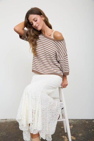 Trenny Mocha Stripe Sweater