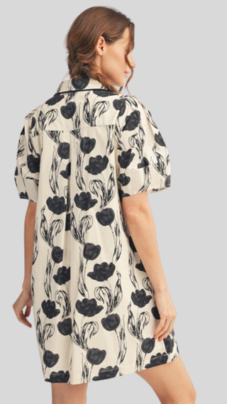 Kadence Ivory/Black Floral Dress