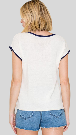 Sasha Ivory/Navy Sweater