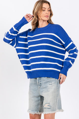 Marty Royal/White Stripe Sweater