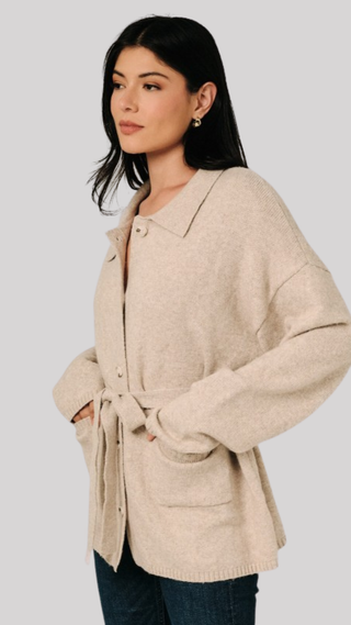 Kelly Oatmeal Button Down Cardigan