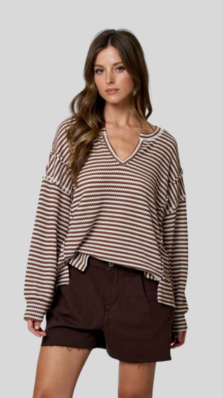 Mel Mocha/Ivory Textured Top
