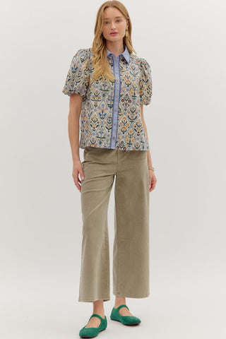 Kallie Blue Print Top