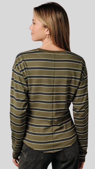 Angie Olive Stripe Top