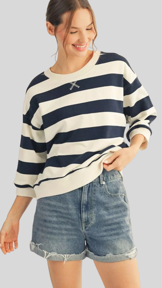 Ginny Navy Stripe Sweatshirt