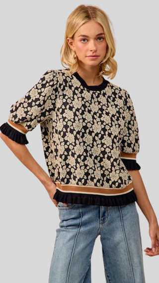 Rema Black Print Top