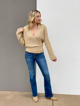 Jane Taupe Crossover Sweater