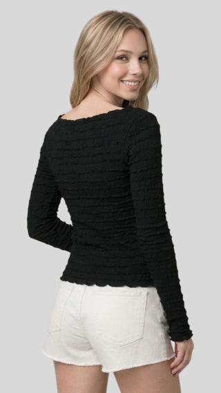 Jessie Black Textured Top
