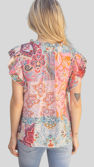 Paisley Pink Print Top