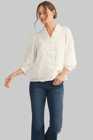 Whitley White Textured Blouse