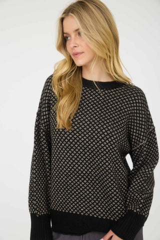 Lettie Black Jacquard Sweater