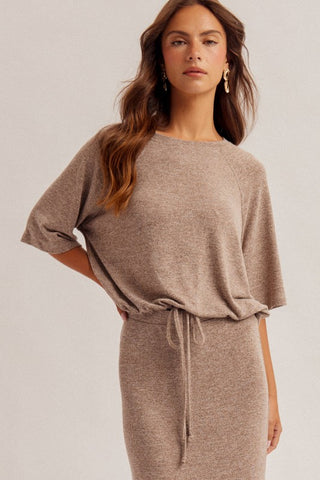 Cora Brown Drawstring Sweater