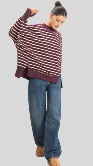 Emerson Burgundy Stripe Pullover