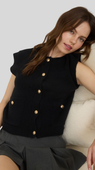 Carlin Black Vest Sweater