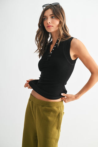 Lila Black Tank Top
