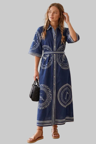 Phoebe Navy Print Dress