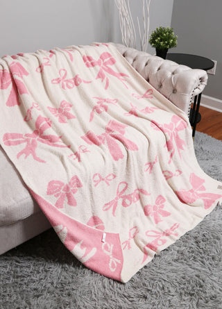 Ribbon Pink/Ivory Throw Blanket