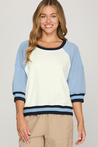 Lyndi Blue Color Block Top