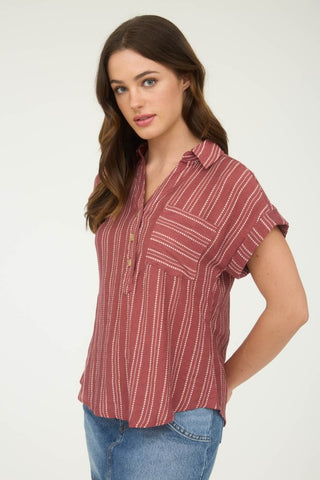 Wendi Burgundy Stripe Top