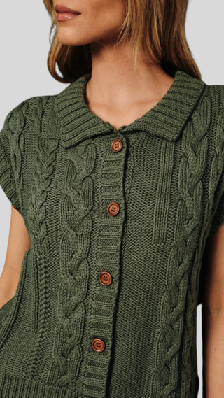 Tanya Olive Button Cardigan