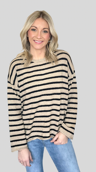 Jada Taupe Stripe Sweater