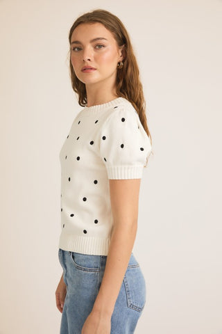 Violet Ivory Polka Dot Sweater