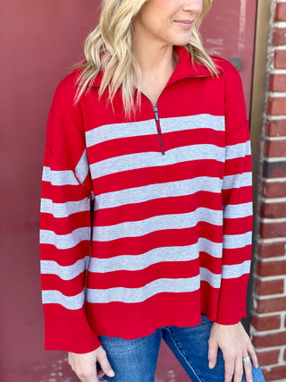 Chloe Red/Grey Sweater