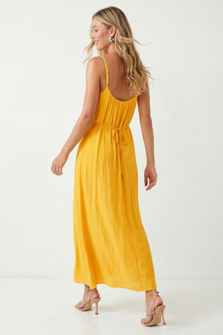 Tia Yellow Maxi With Flower Belt