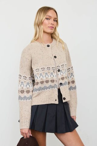 Rena Oatmeal Fair Isle Cardigan