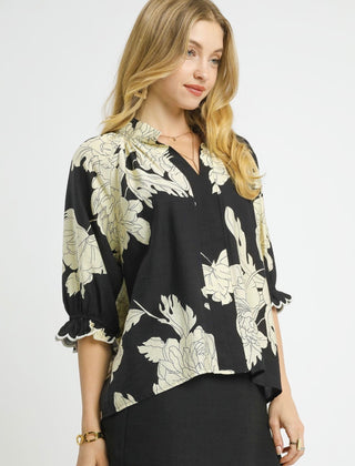 Devon Black Print Top