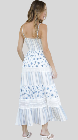 Rebecca Blue Print Midi Dress