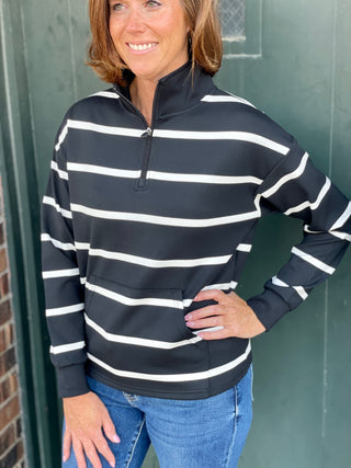 Evan Black/White Stripe Pullover