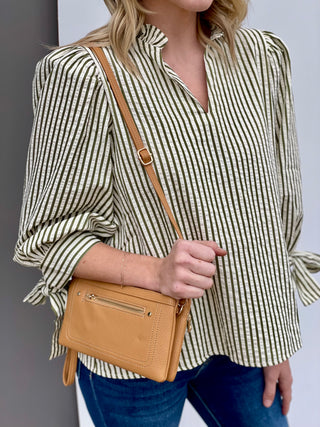 Emily Olive Stripe Top