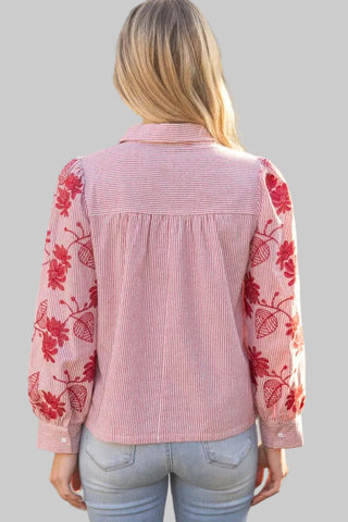 Carly Red EmbroideredTop