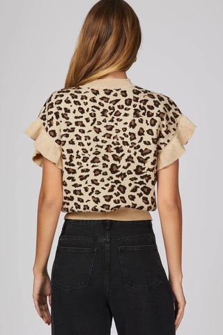 Reba Taupe Animal Print Sweater