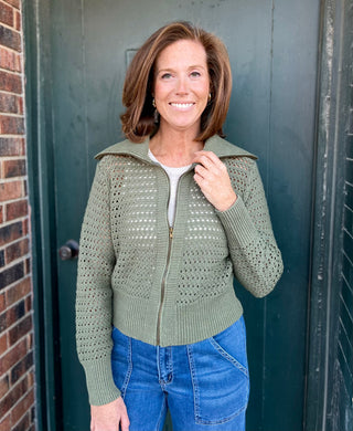 Delilah Olive Zip Sweater