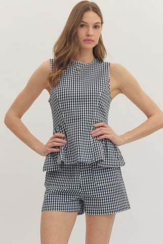 Poppy Navy Gingham Ruffle Top