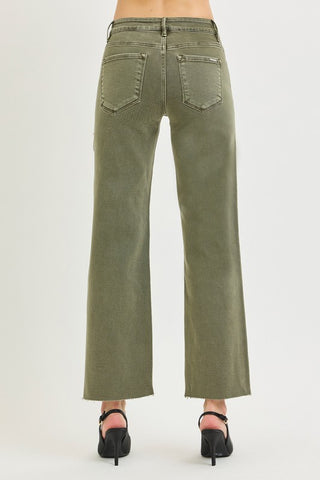 Maren Olive Mid Rise Straight