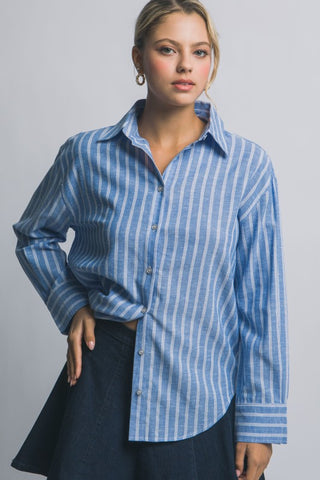 Ann Blue Stripe Top