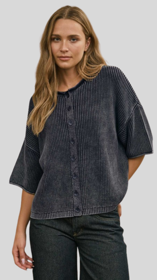 Kristi Navy Washed Cardigan