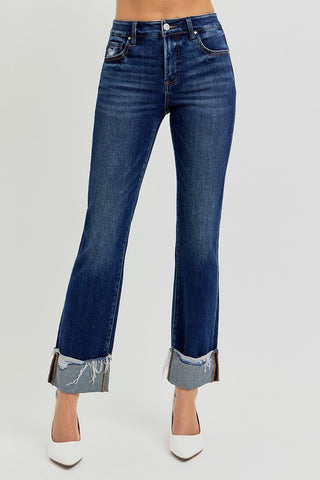 Tyra Dark Straight Cuffed Jean