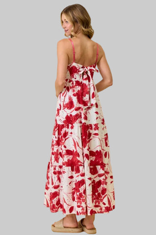 Lori Red Floral Tiered Maxi